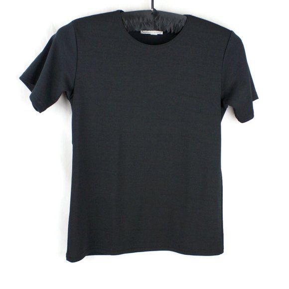 Black Knit Top Short Sleeve Vintage Impressions of California - Picture 5 of 8